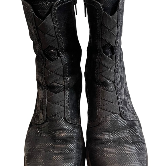 Gabor Plaid Black/Gray Metallic Combat Ankle Boots, UK 6/US 8.5 - Picture 6 of 14